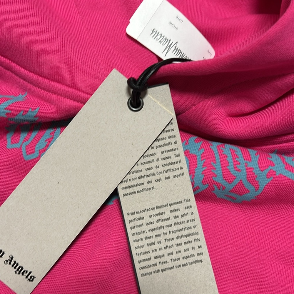 Palm Angels Heavyweight Unisex Neck Logo Kangaroo Pocket Hoodie NWT - Picture 9 of 9